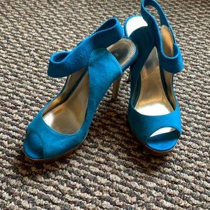 Bakers Blue Suede Peep Toe Heel
